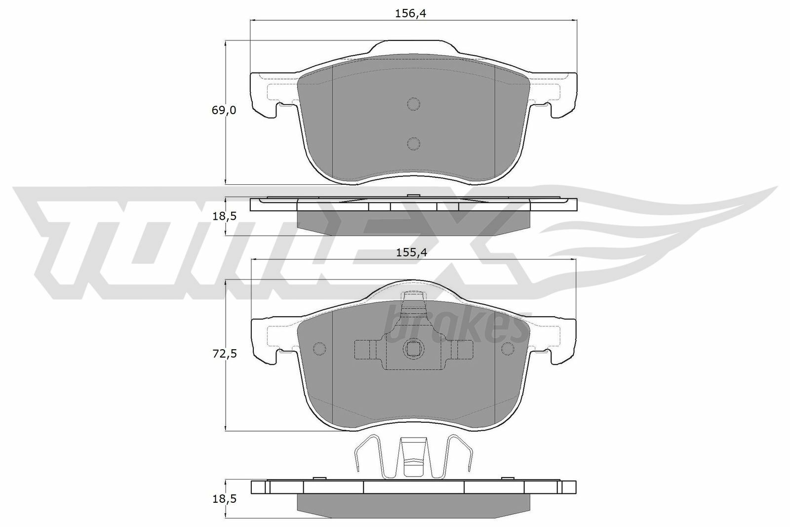 Sada brzdových destiček, kotoučová brzda TOMEX Brakes